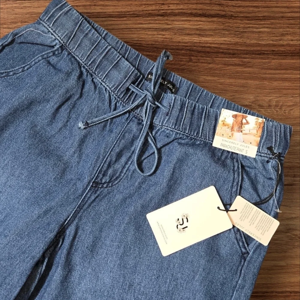 Sincerely Jules Blue Denim Long Shorts Raw Hem NWT